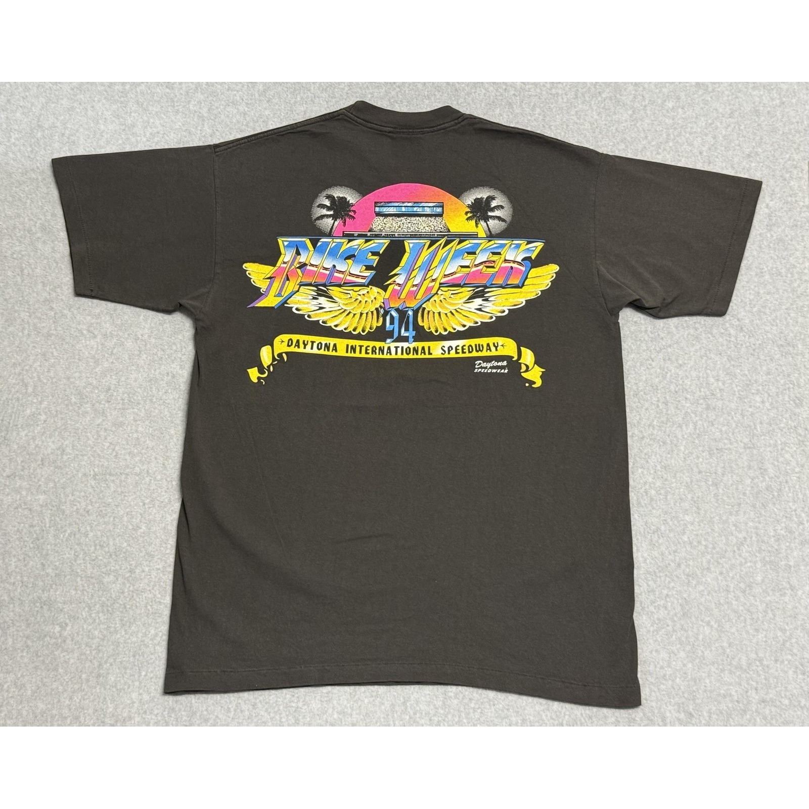 Vintage Bike Week 94 Daytona Shirt Mens Large Black Speedway Graphic Tee